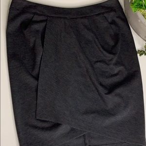 Yoana Baraschi Anthropologie Grey Tulip Skirt Faux Wrap knee length. Size 10
